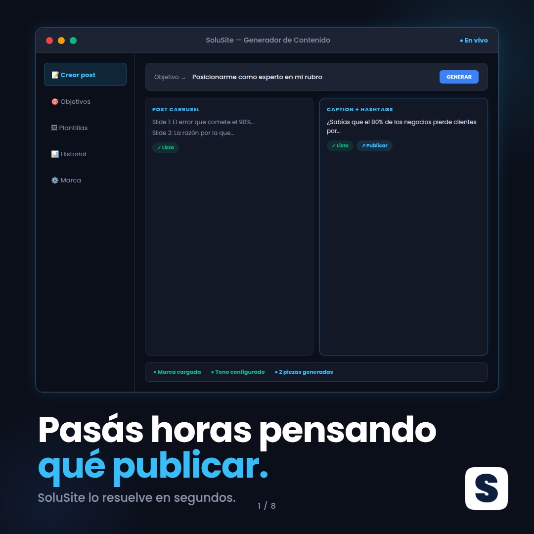 Carrusel generado por SoluSite — ¿Qué publicar?